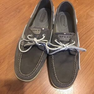 Sperrys! Gray with silver polka dots. Size 8.5